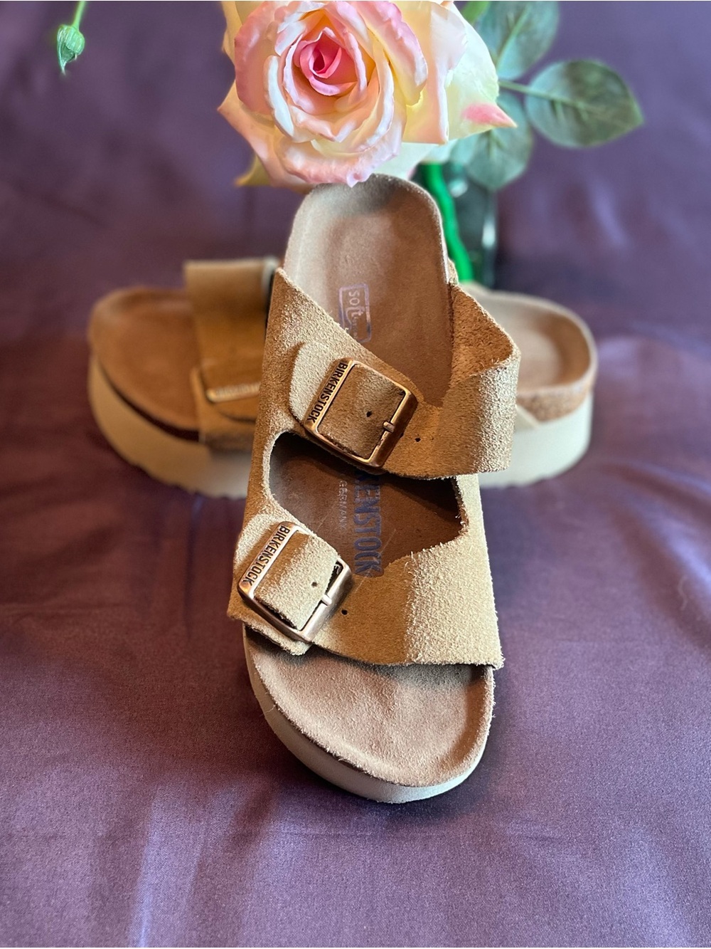Birkenstock Arizona Suede Double-Strap Sandal - Brown Size 38- 7.5 - Picture 2 of 7